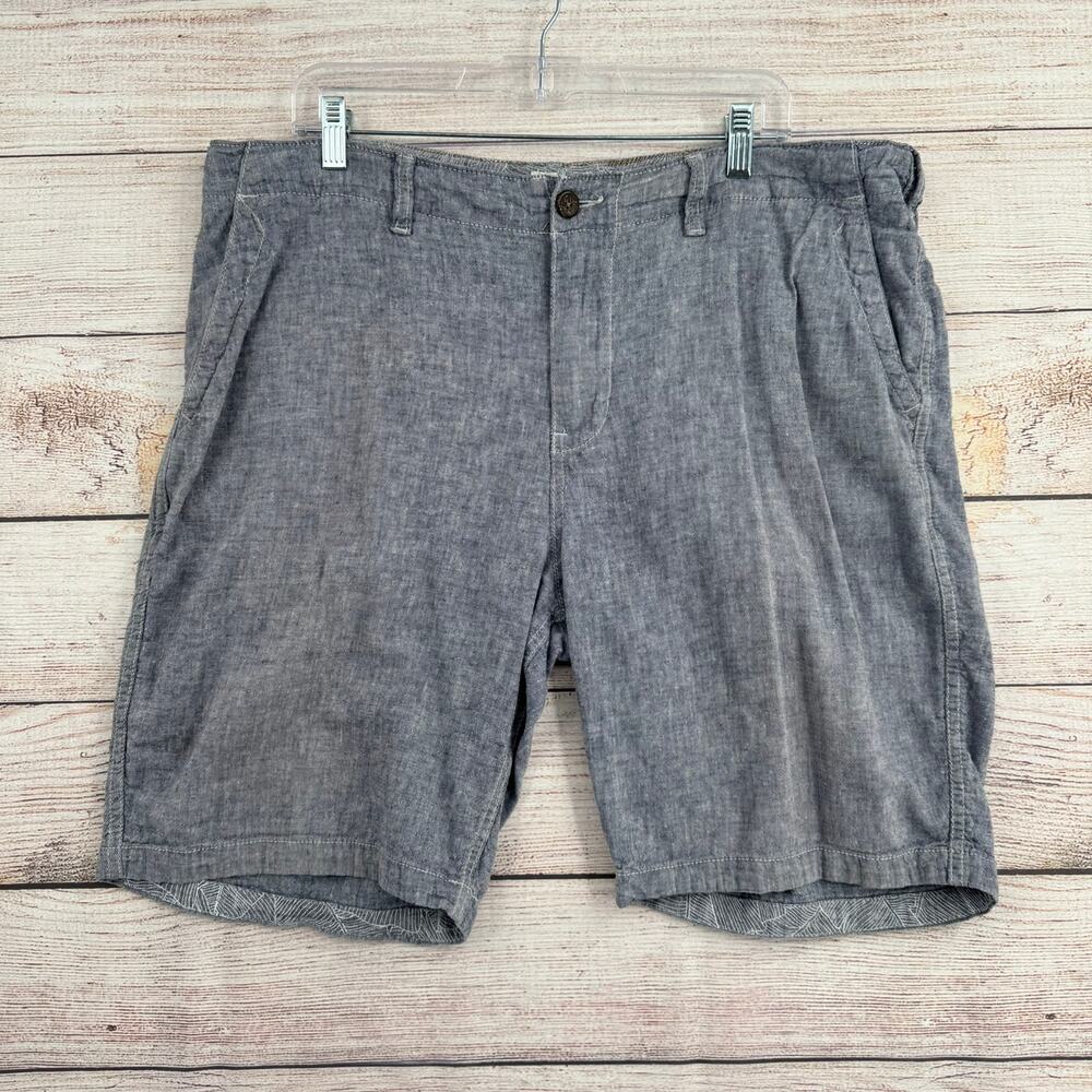 Lucky Brand Saturday Stretch Linen Blend Shorts Mens 38 Chambray Blue
